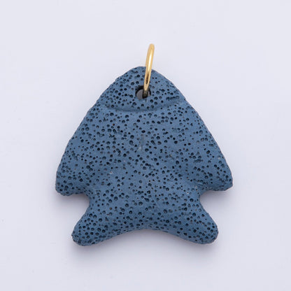 18K Gold Filled 63mm Lava Stone Triangle Sea Fish Charm | AH893 - AH896