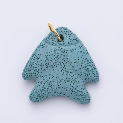 18K Gold Filled 63mm Lava Stone Triangle Sea Fish Charm | AH893 - AH896