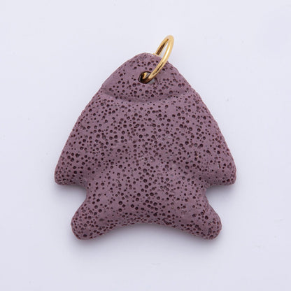 18K Gold Filled 63mm Lava Stone Triangle Sea Fish Charm | AH893 - AH896