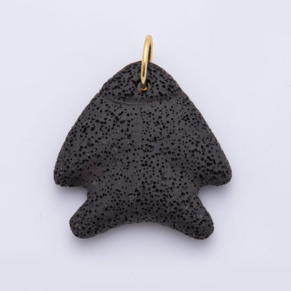 18K Gold Filled 63mm Lava Stone Triangle Sea Fish Charm | AH893 - AH896