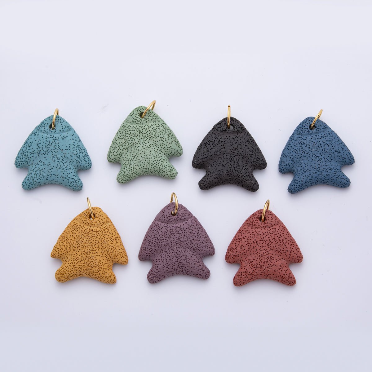 18K Gold Filled 63mm Lava Stone Triangle Sea Fish Charm | AH893 - AH896