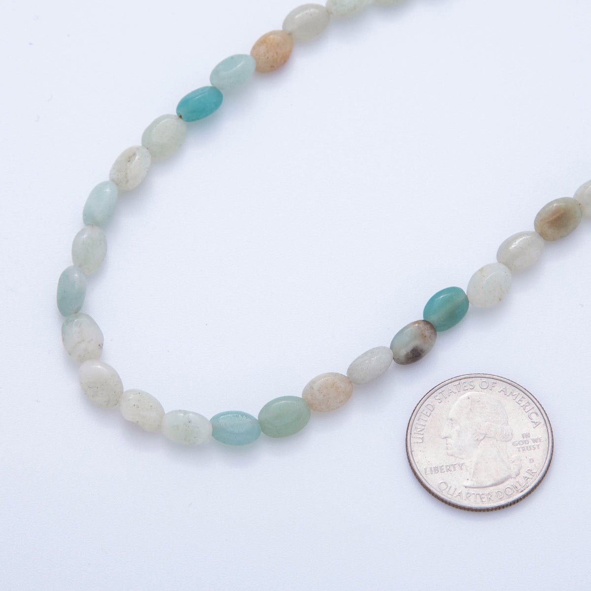 18K Gold Filled 6.5mm Amazonite Gemstone Oblong Oval Gemstone Bead 15.5 Inch Handmade Necklace | WA-03287