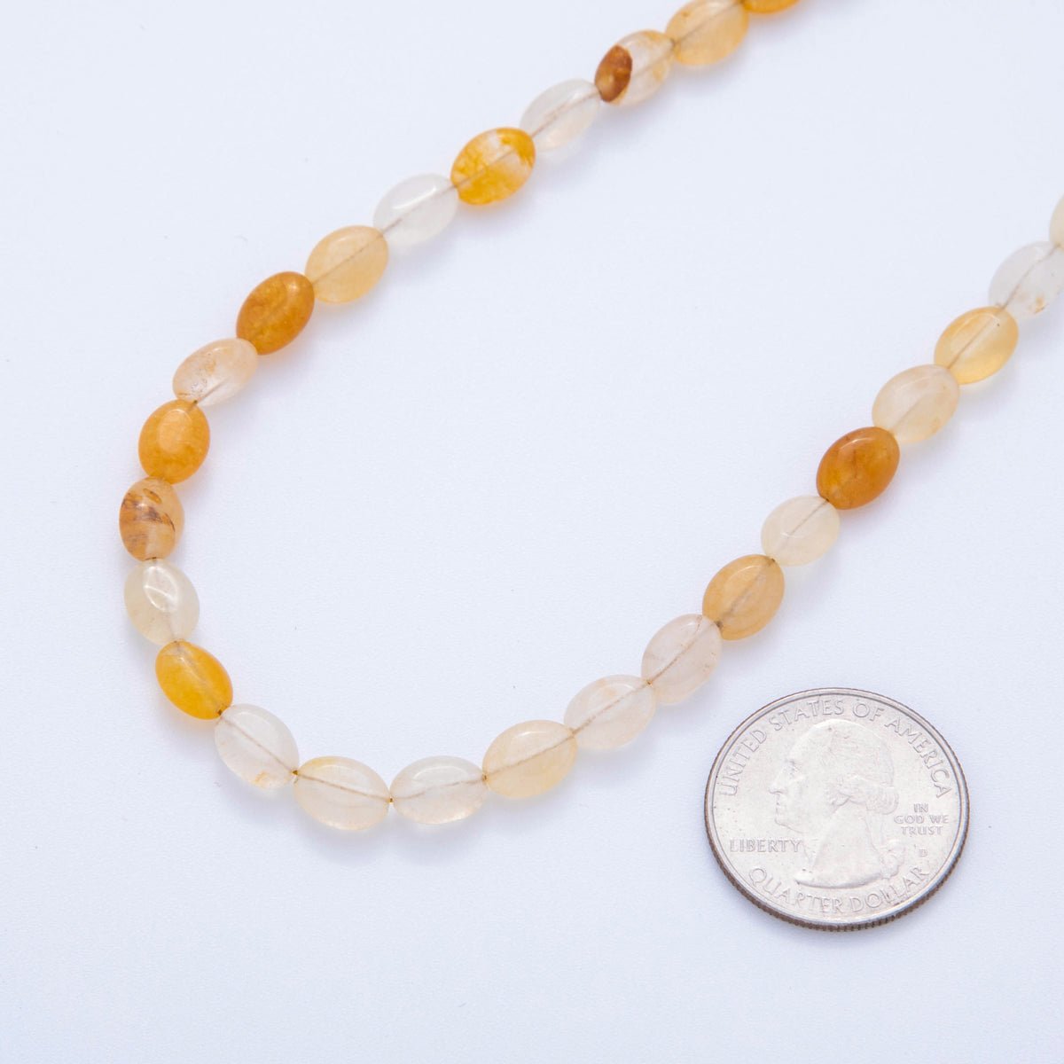 18K Gold Filled 6.5mm Citrine Gemstone Oblong Oval Gemstone Bead 15.5 Inch Handmade Necklace | WA-03286