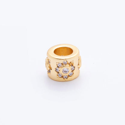 18K Gold Filled 6mm Clear CZ Celestial Sun Flower Rondelle Bead Spacer | AF1034