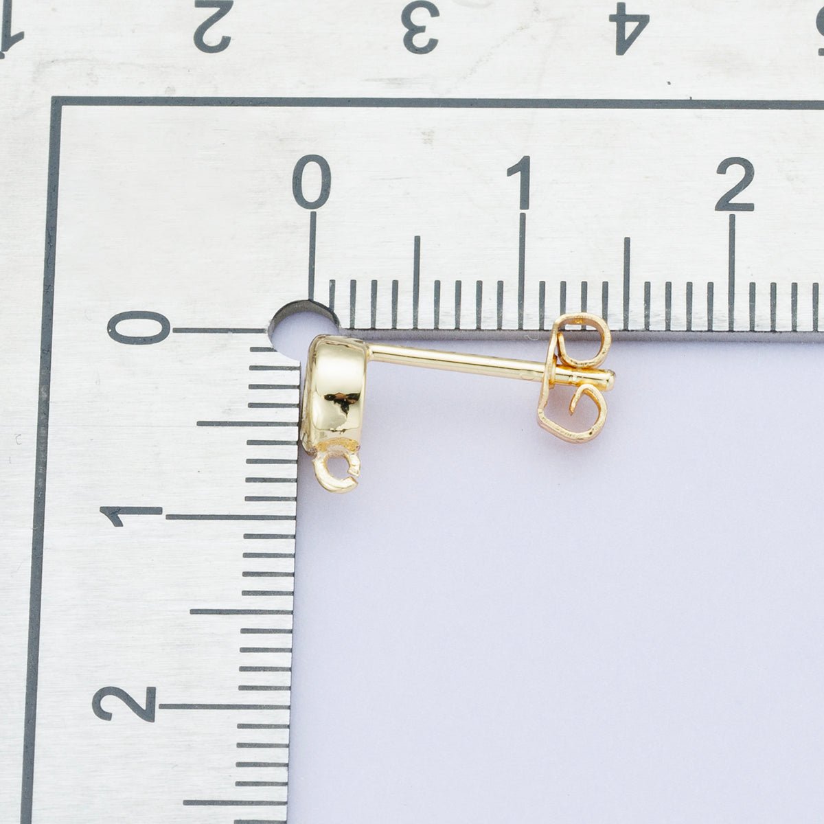 18K Gold Filled 6mm Clear CZ Round Bezel Open Loop Drop Stud Earring | Findings-00103
