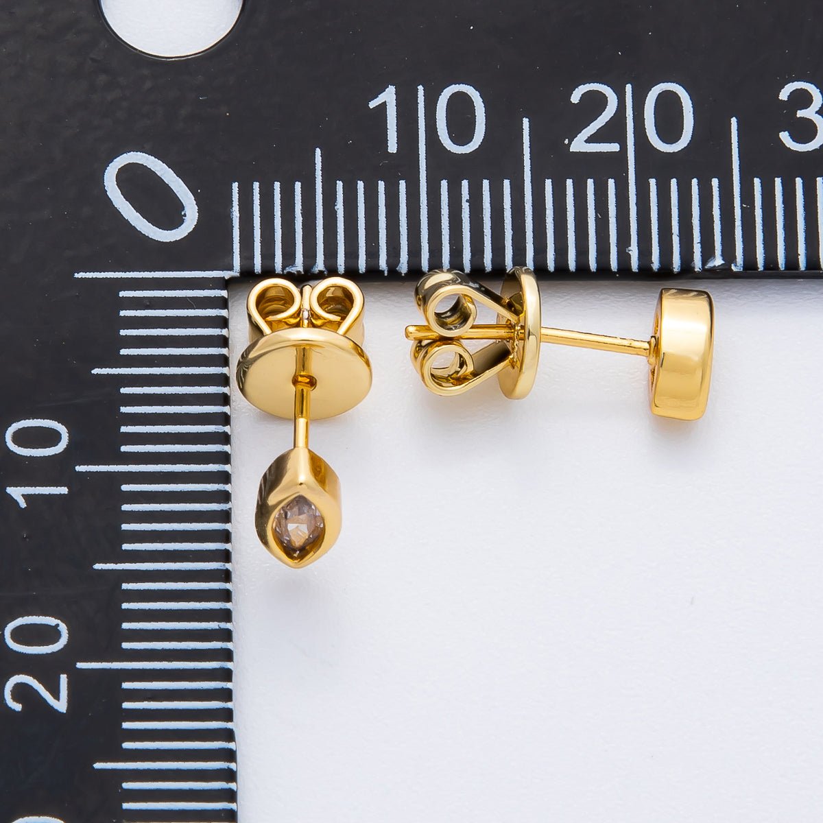 18K Gold Filled 6mm Clear Marquise CZ Navette Geometric Dainty Stud Earrings | AD1563