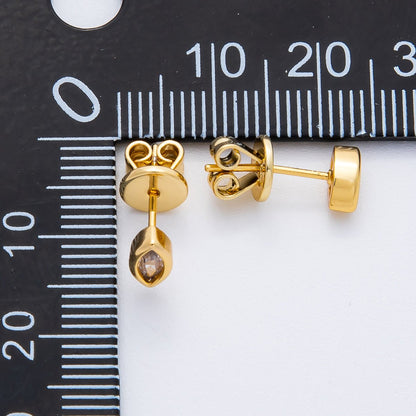 18K Gold Filled 6mm Clear Marquise CZ Navette Geometric Dainty Stud Earrings | AD1563