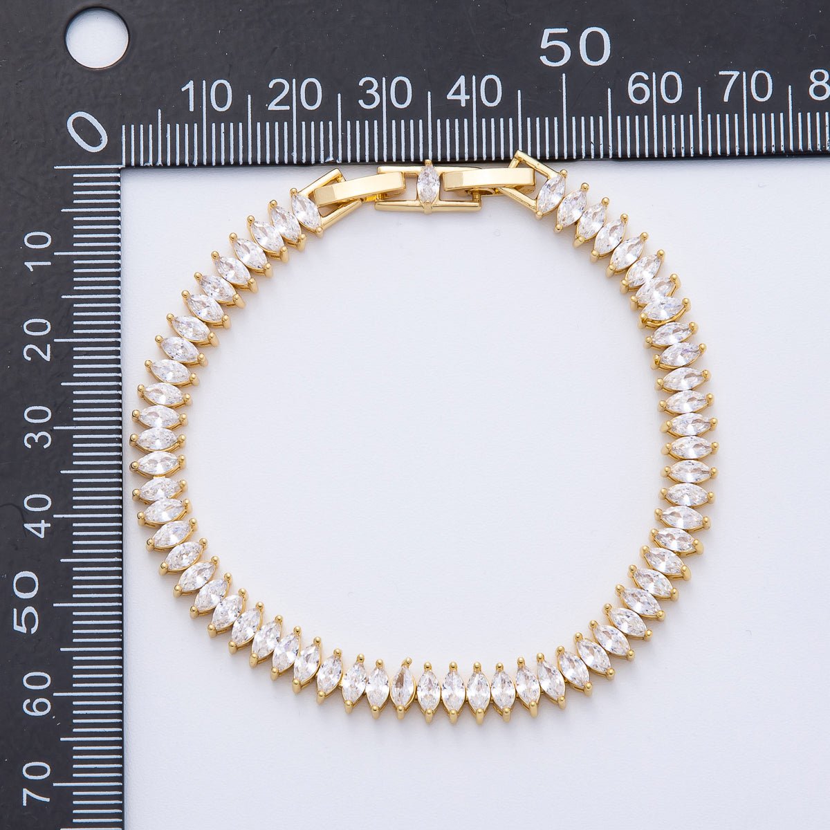 18K Gold Filled 6mm Clear Marquise CZ Tennis Chain Adjustable Bracelet | WA-3886