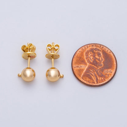 18K Gold Filled 6mm Minimalist Round Ball Drop Stud Earrings Finding | Findings-00035