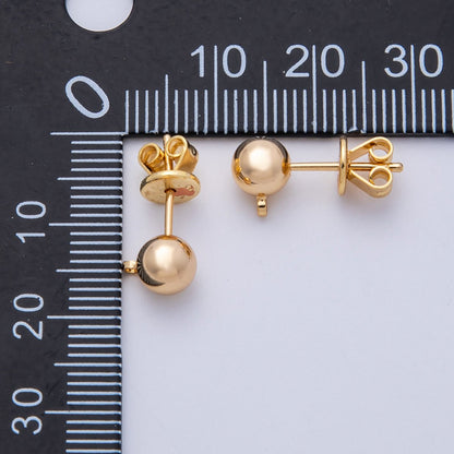 18K Gold Filled 6mm Minimalist Round Ball Drop Stud Earrings Finding | Findings-00035
