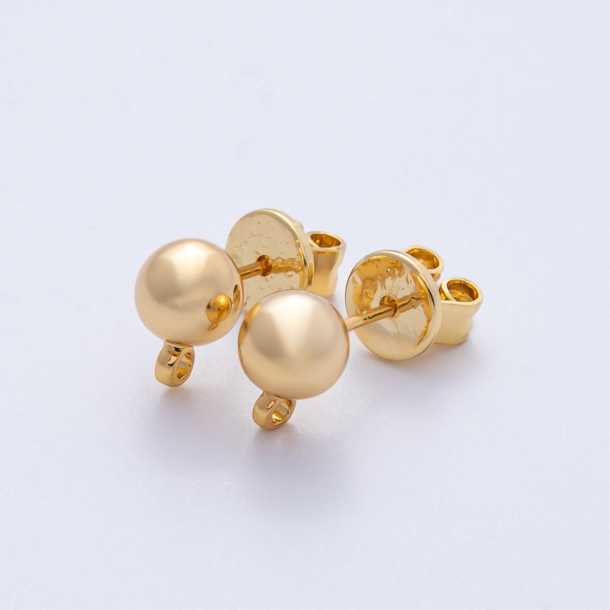 18K Gold Filled 6mm Round Ball Drop Stud Earrings Finding | Z1673