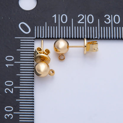 18K Gold Filled 6mm Round Ball Drop Stud Earrings Finding | Z1673