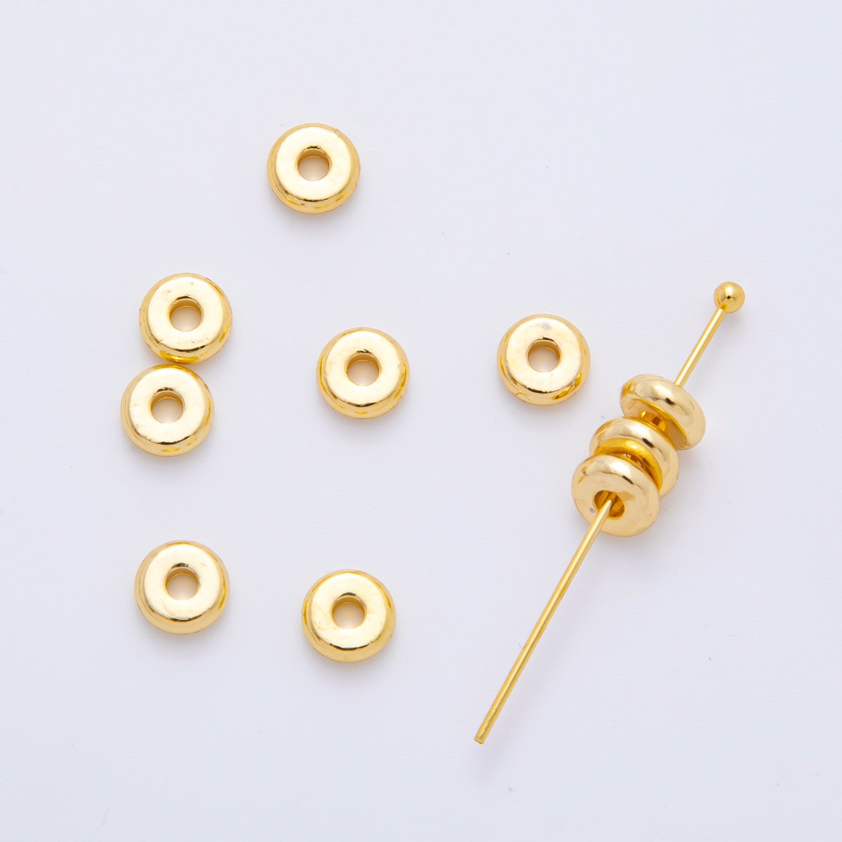 18K Gold Filled 6mm Minimalist Rondelle Tiny Donut Spacer Bead by 10 Pieces | AF1079