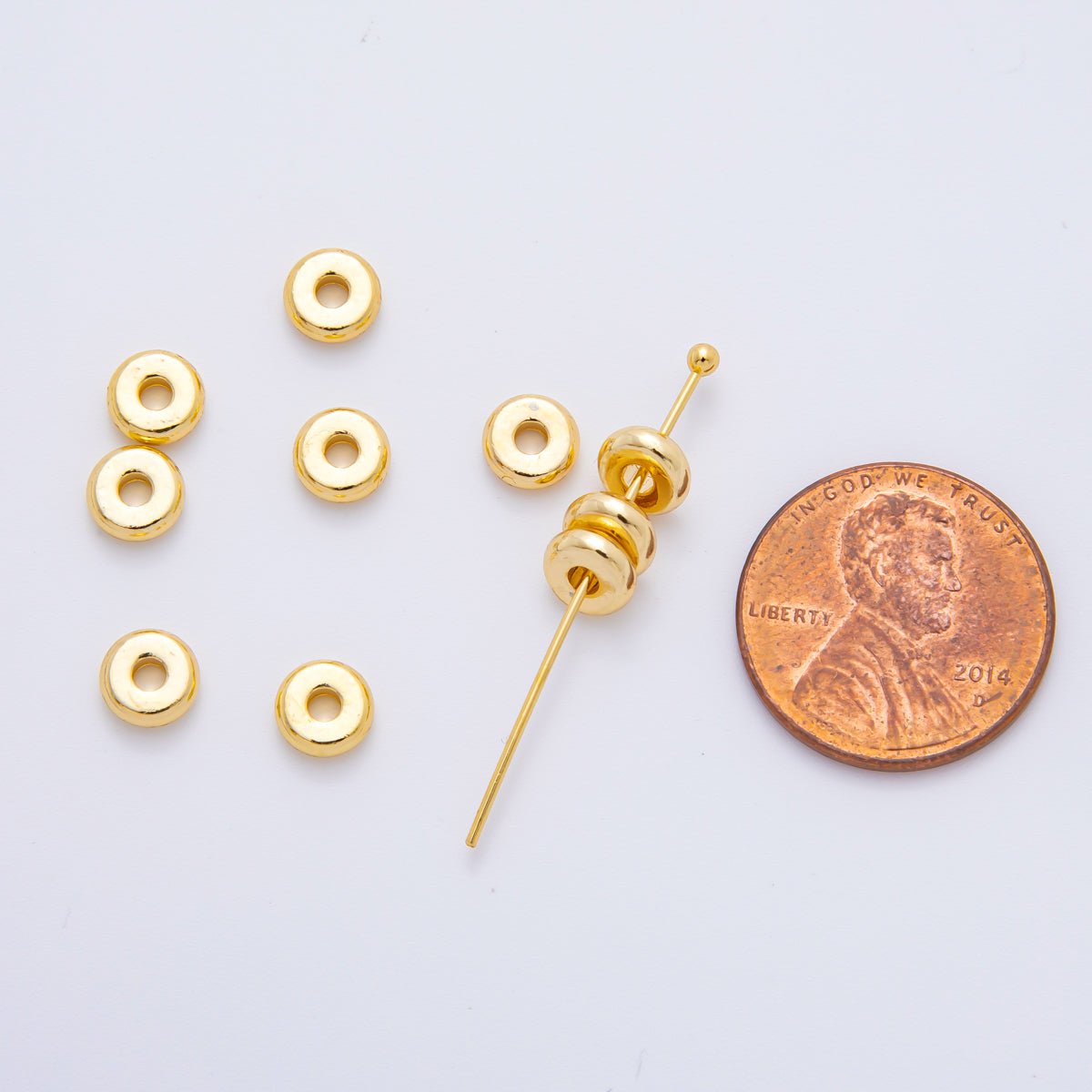18K Gold Filled 6mm Minimalist Rondelle Tiny Donut Spacer Bead by 10 Pieces | AF1079