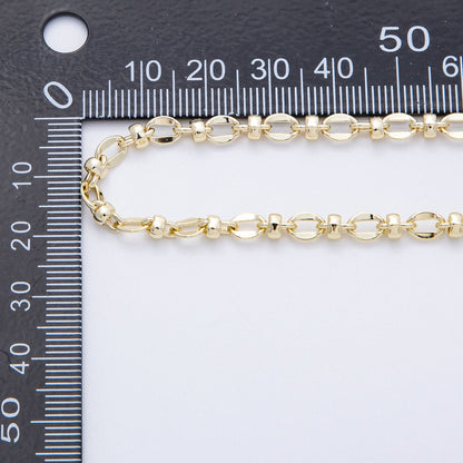 18K Gold Filled 6mm x 4mm Cable Rondelle Link Geometric Unfinished Chain by Yard | Roll-1813
