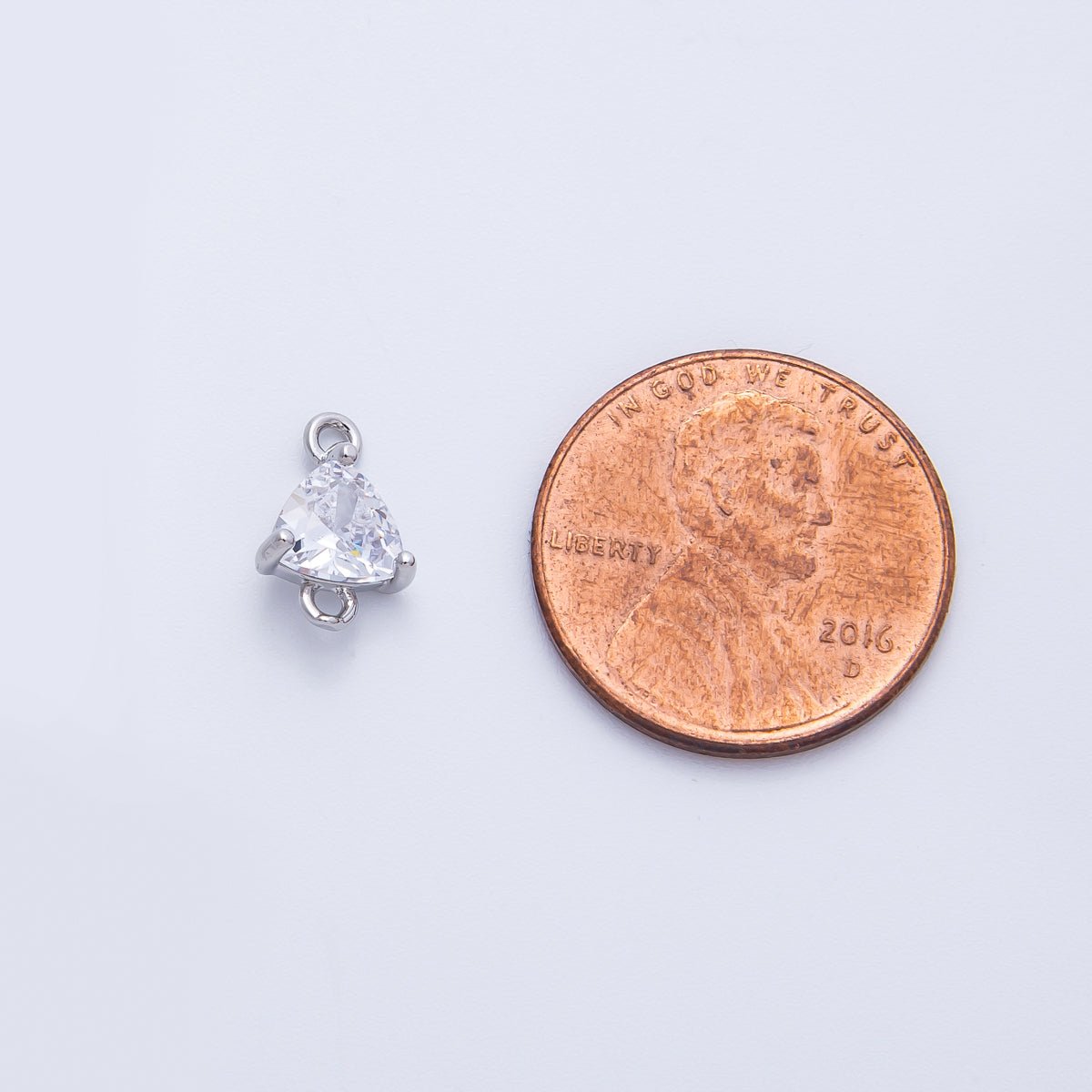 18K Gold Filled 7.2mm Clear CZ Triangle Connector in Gold &amp; Silver | Connectors-00016 Connectors-00017