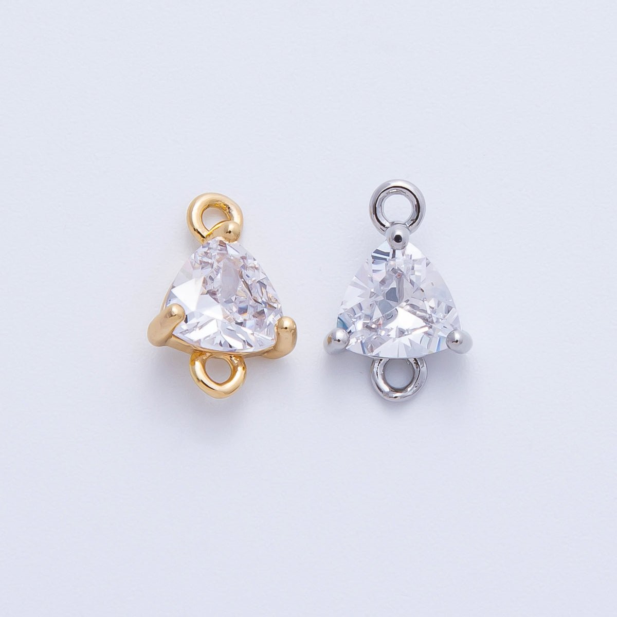 18K Gold Filled 7.2mm Clear CZ Triangle Connector in Gold &amp; Silver | Connectors-00016 Connectors-00017