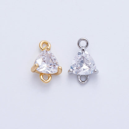 18K Gold Filled 7.2mm Clear CZ Triangle Connector in Gold &amp; Silver | Connectors-00016 Connectors-00017