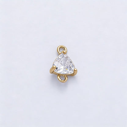18K Gold Filled 7.2mm Clear CZ Triangle Connector in Gold &amp; Silver | Connectors-00016 Connectors-00017