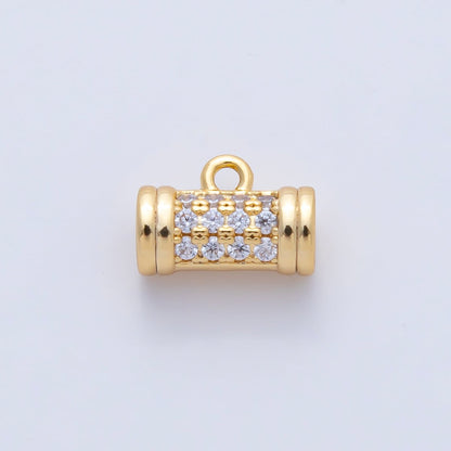 18K Gold Filled 7.5mm Micro Paved CZ Tube Spacer Bail Finding | Z1595