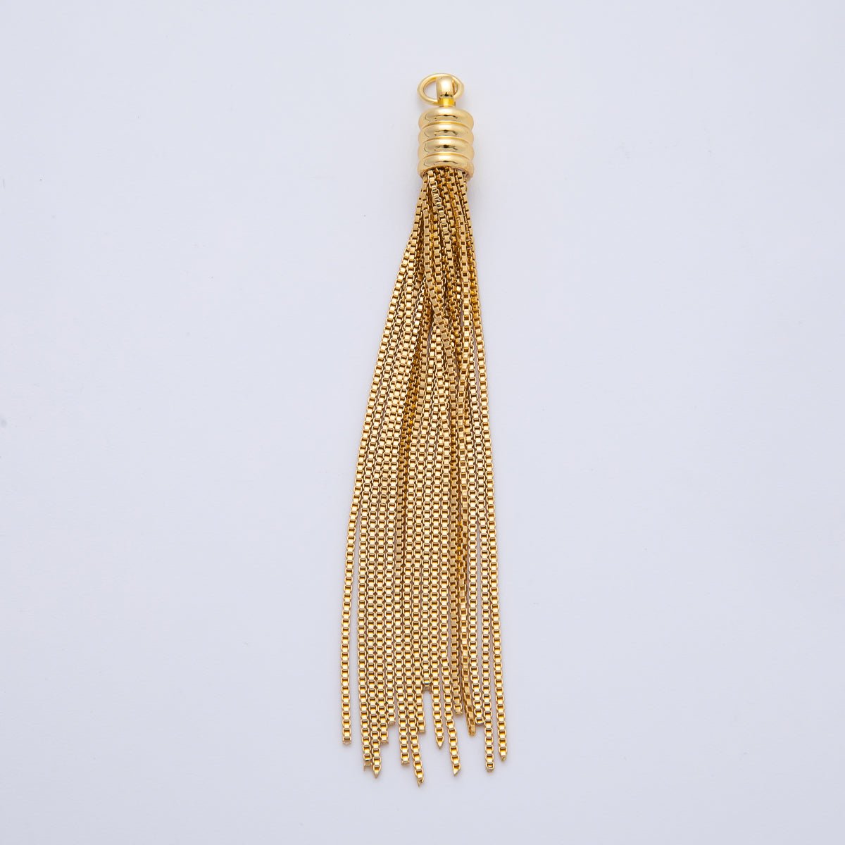 18K Gold Filled 76mm Box Chain Fringe Tassel End Cap Charm Finding | AF1402