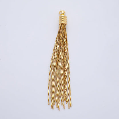 18K Gold Filled 76mm Box Chain Fringe Tassel End Cap Charm Finding | AF1402
