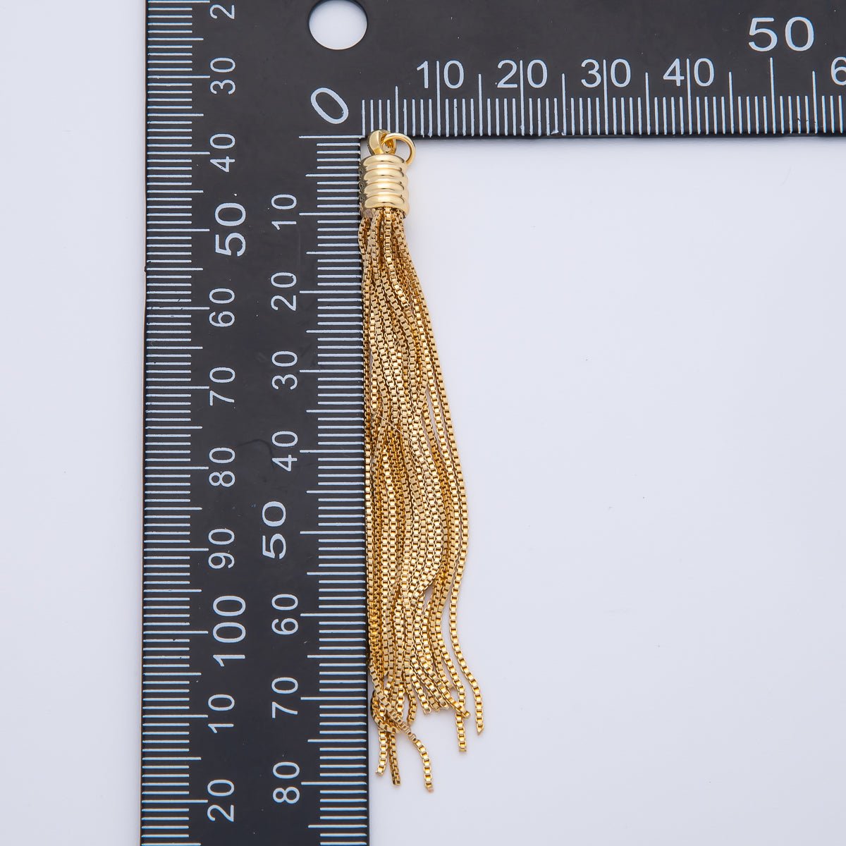 18K Gold Filled 76mm Box Chain Fringe Tassel End Cap Charm Finding | AF1402