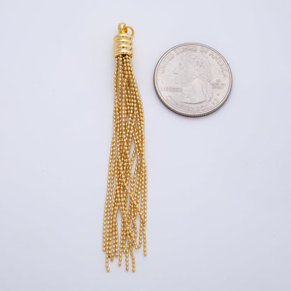 18K Gold Filled 78mm Bead Ball Chain Fringe Tassel End Cap Charm Finding | AF1403