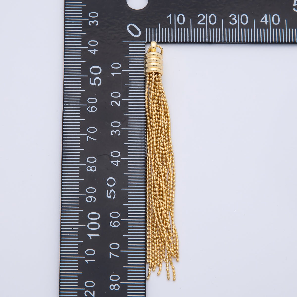 18K Gold Filled 78mm Bead Ball Chain Fringe Tassel End Cap Charm Finding | AF1403