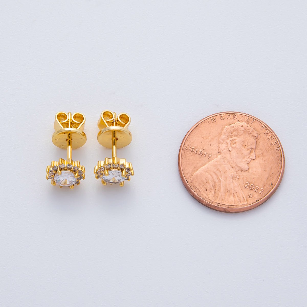 18K Gold Filled 7mm Clear CZ Celestial Sun Flower Stud Earrings | AD1620