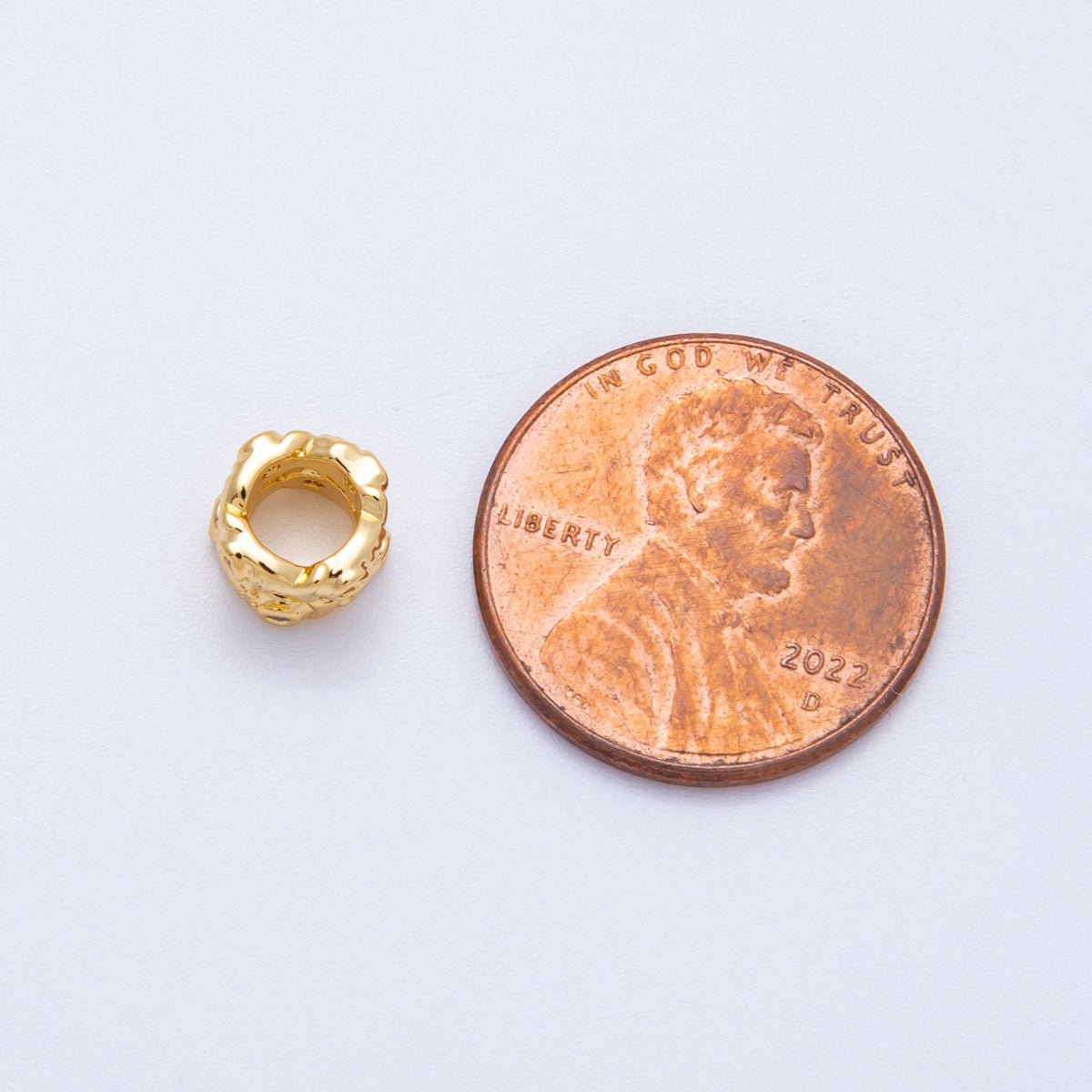 18K Gold Filled 7mm Clear CZ Double Fish Rondelle Spacer Bead | Beads-00166
