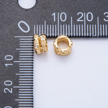 18K Gold Filled 7mm Clear CZ Double Fish Rondelle Spacer Bead | Beads-00166