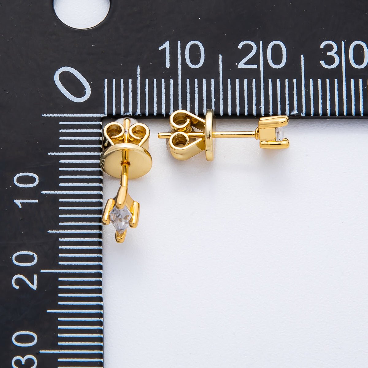 18K Gold Filled 7mm Clear CZ Marquise Dainty Stud Earrings | AD1568