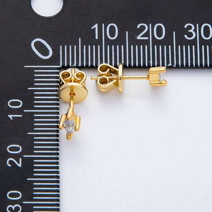 18K Gold Filled 7mm Clear CZ Marquise Dainty Stud Earrings | AD1568