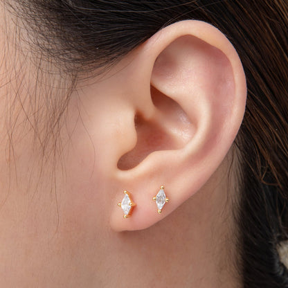 18K Gold Filled 7mm Clear CZ Marquise Dainty Stud Earrings | AD1568