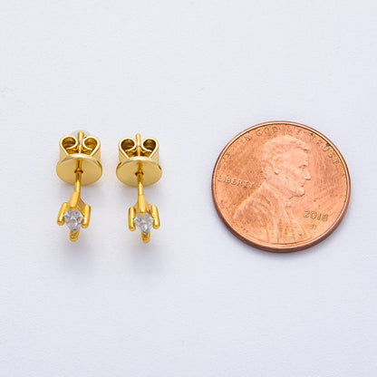 18K Gold Filled 7mm Clear CZ Marquise Dainty Stud Earrings | AD1568