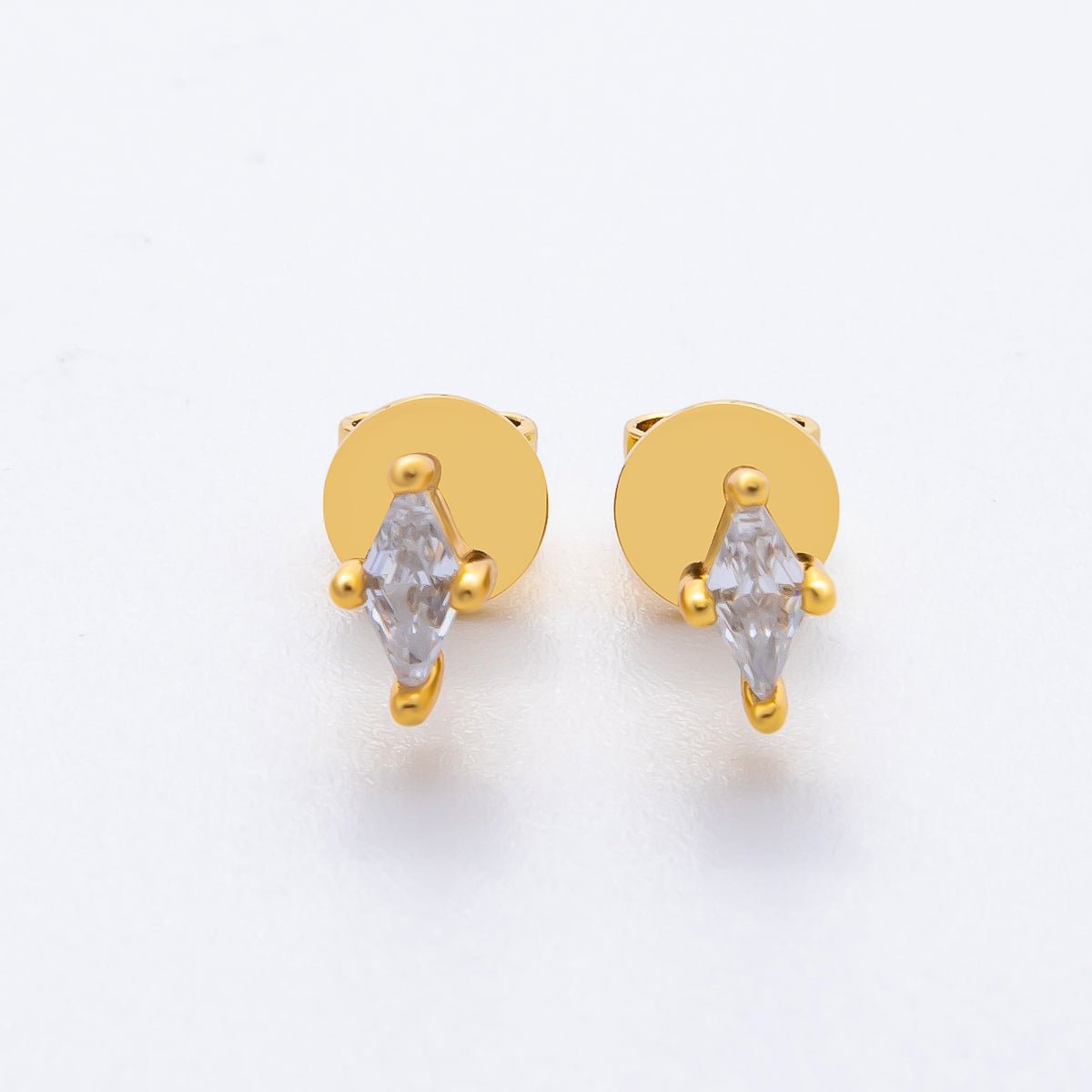 18K Gold Filled 7mm Clear CZ Marquise Dainty Stud Earrings | AD1568