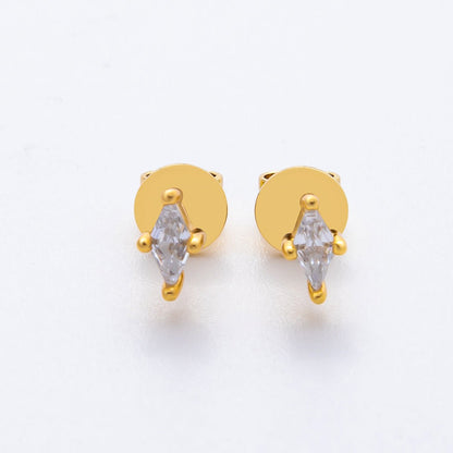 18K Gold Filled 7mm Clear CZ Marquise Dainty Stud Earrings | AD1568