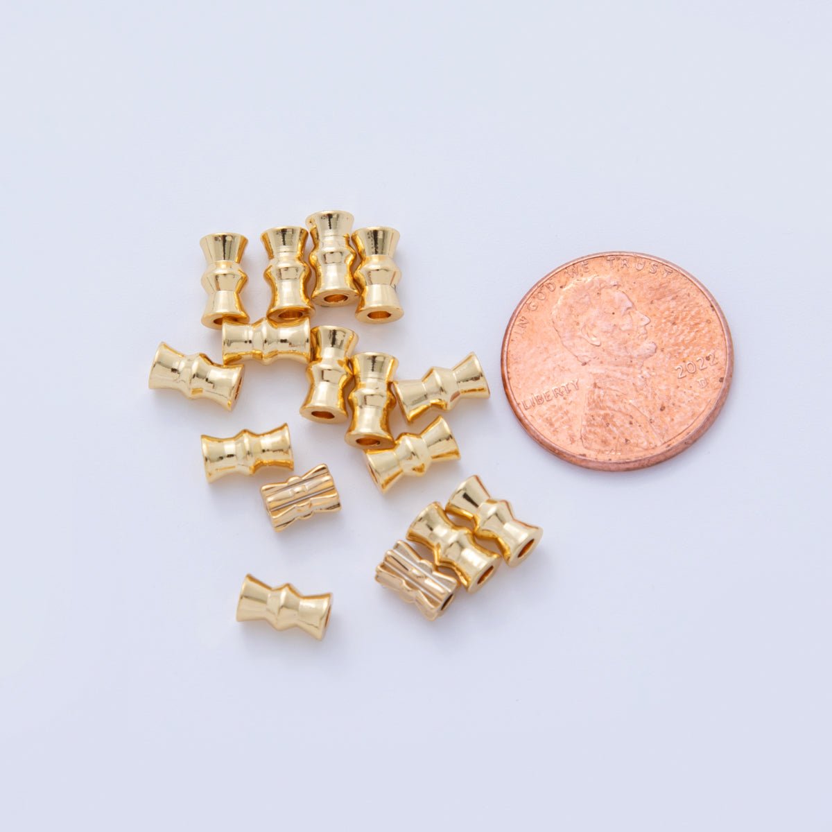 18K Gold Filled 7mm Geometric Edged Tube Bead Spacer Set by 10 Pieces | B739