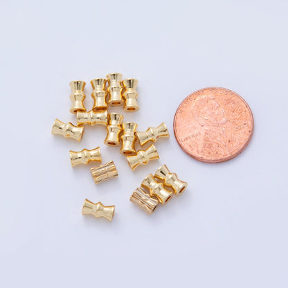 18K Gold Filled 7mm Geometric Edged Tube Bead Spacer Set by 10 Pieces | B739
