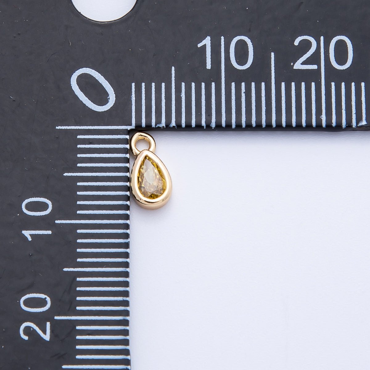 18K Gold Filled 7mm Green Peridot CZ Teardrop Birthstone Mini Charm | Charms-00408