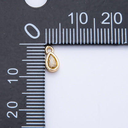 18K Gold Filled 7mm Green Peridot CZ Teardrop Birthstone Mini Charm | Charms-00408