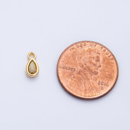 18K Gold Filled 7mm Green Peridot CZ Teardrop Birthstone Mini Charm | Charms-00408