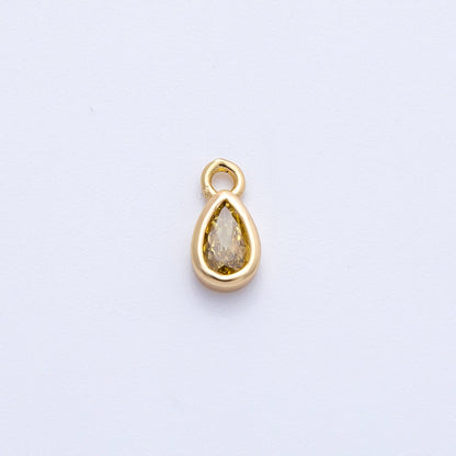 18K Gold Filled 7mm Green Peridot CZ Teardrop Birthstone Mini Charm | Charms-00408