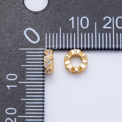 18K Gold Filled 7mm Micro Paved CZ Heart Rondelle Spacer Bead | Beads-00164