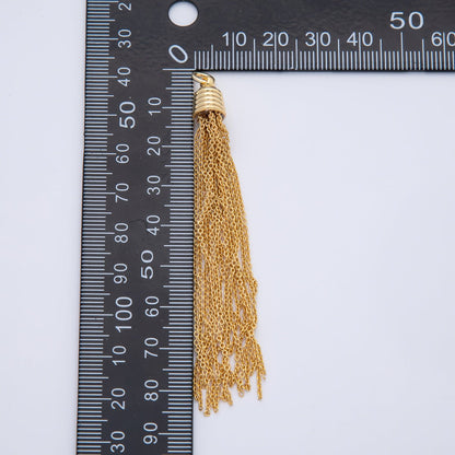 18K Gold Filled 84mm Cable Chain Fringe Tassel End Cap Charm Finding | AF1401