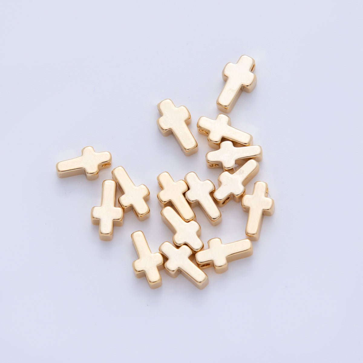 18K Gold Filled 8.5 Minimalist Religious Cross Bead Spacer Set by 10 Pieces | B749