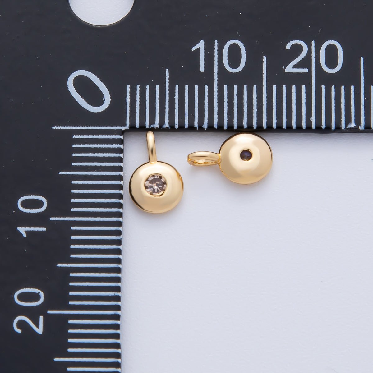 18K Gold Filled 8.5mm Birthstone CZ Bezel Round Mini Pendant | AF1153 - AF1158