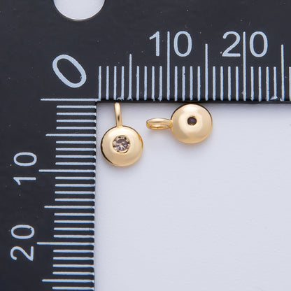 18K Gold Filled 8.5mm Birthstone CZ Bezel Round Mini Pendant | AF1153 - AF1158