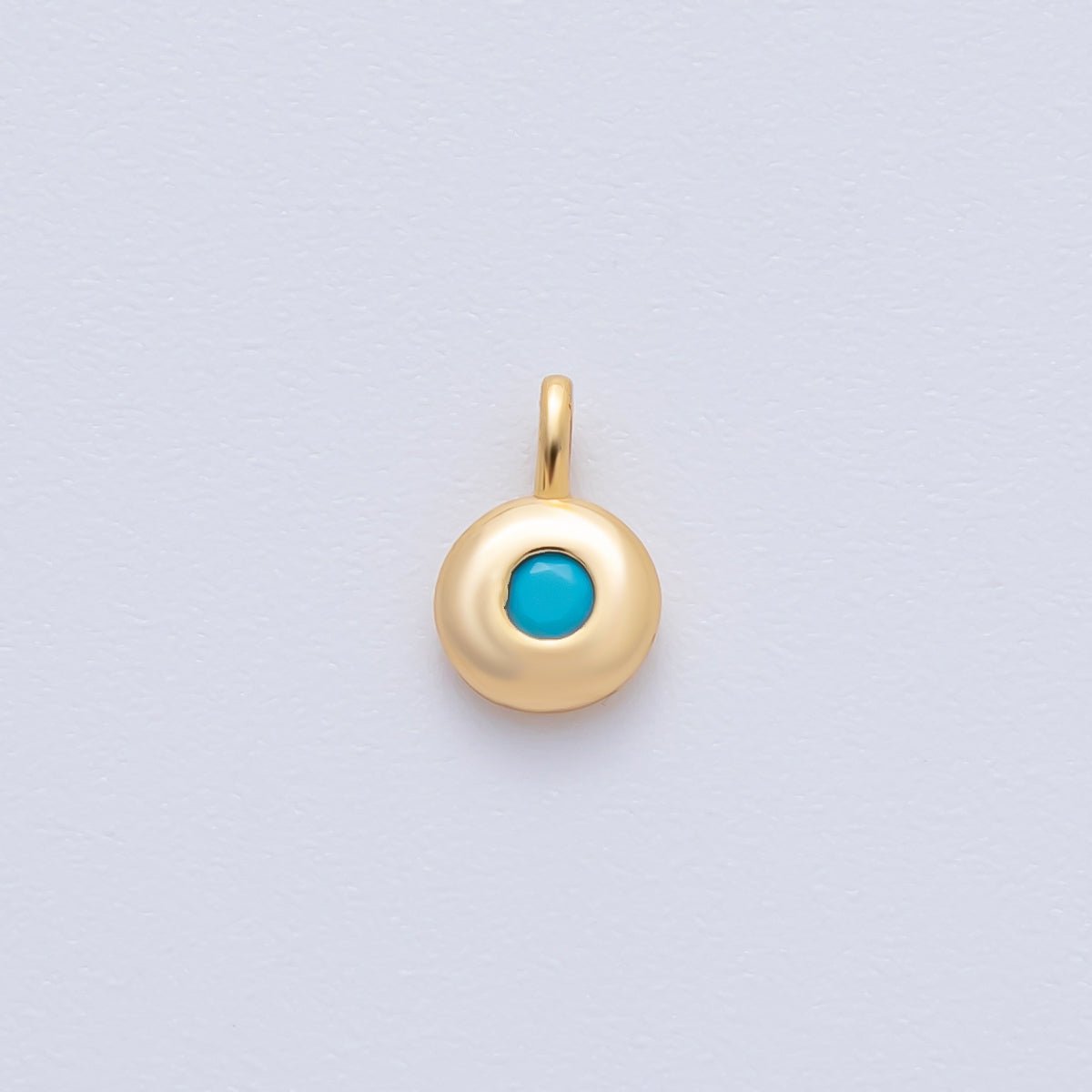 18K Gold Filled 8.5mm Birthstone CZ Bezel Round Mini Pendant | AF1153 - AF1158